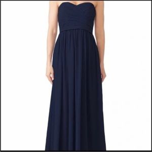 Navy Monique Lhuillier Strapless Maxi Dress